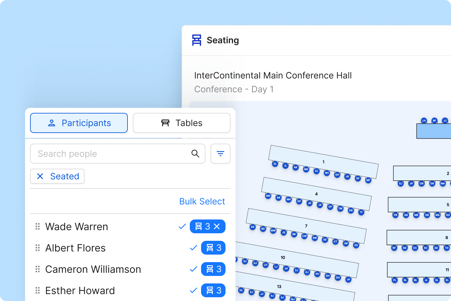 Branded event experience and seating